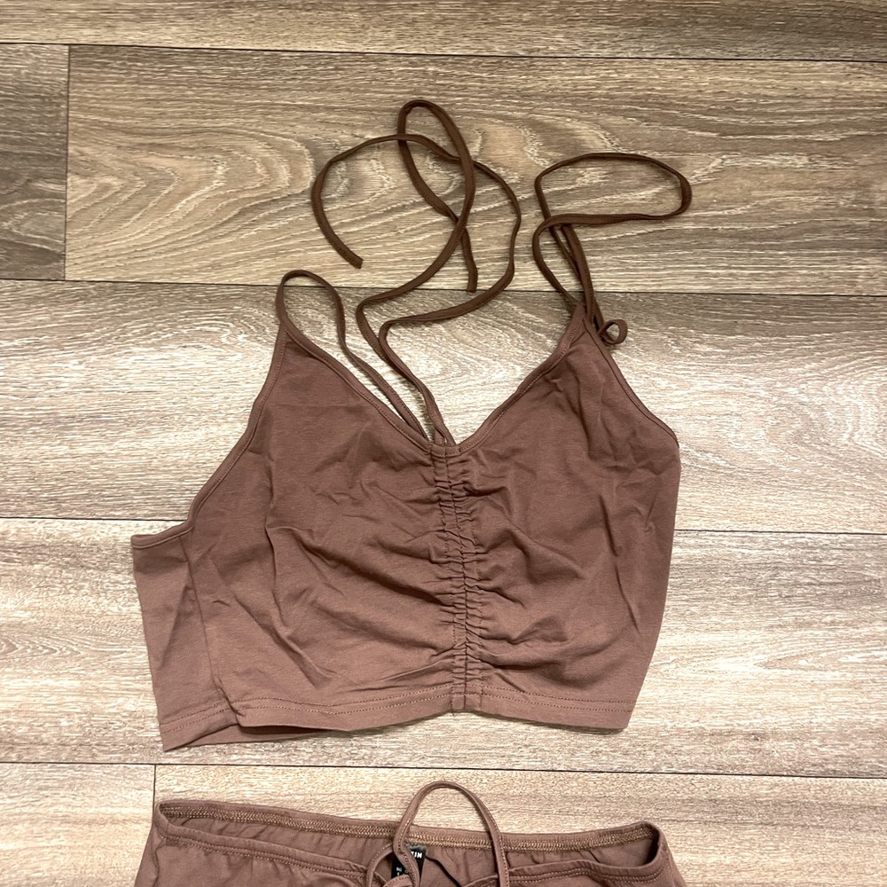 SHEIN brown Y2K matching set size L
